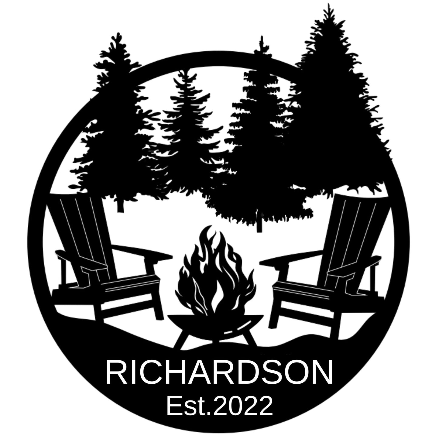 Campfire Scene Metal Sign