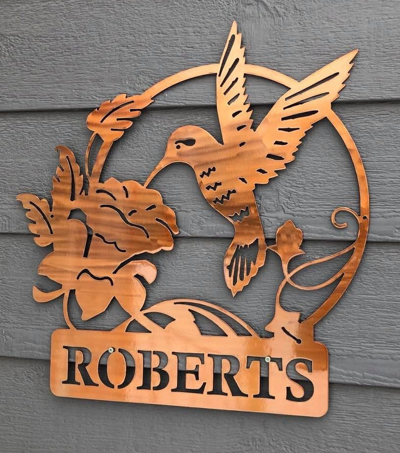 Hummingbird Scene Metal Sign