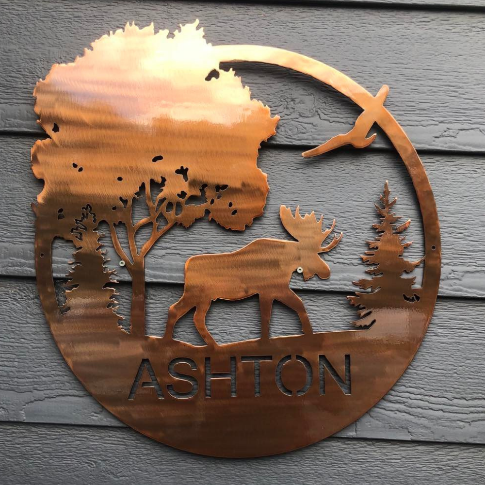 Moose Scene Metal Sign